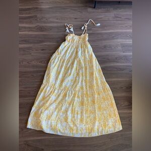 Yellow Floral Tie-Strap Maxi Sundress